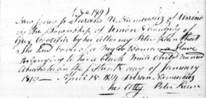 A registration of Abraham's birth in an Essex County record book.