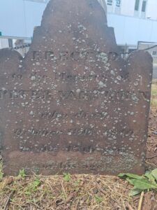 A photograph of Peter Van Horne's gravestone.