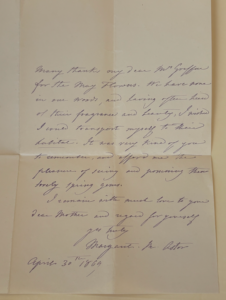 Handwritten letter from Margaret Astor to Christine Kean Griffin.